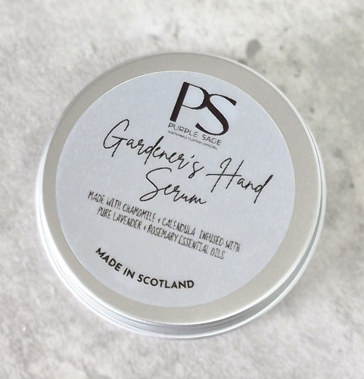 Tin of luxury hand & body serum by Purple Sage Soap Company