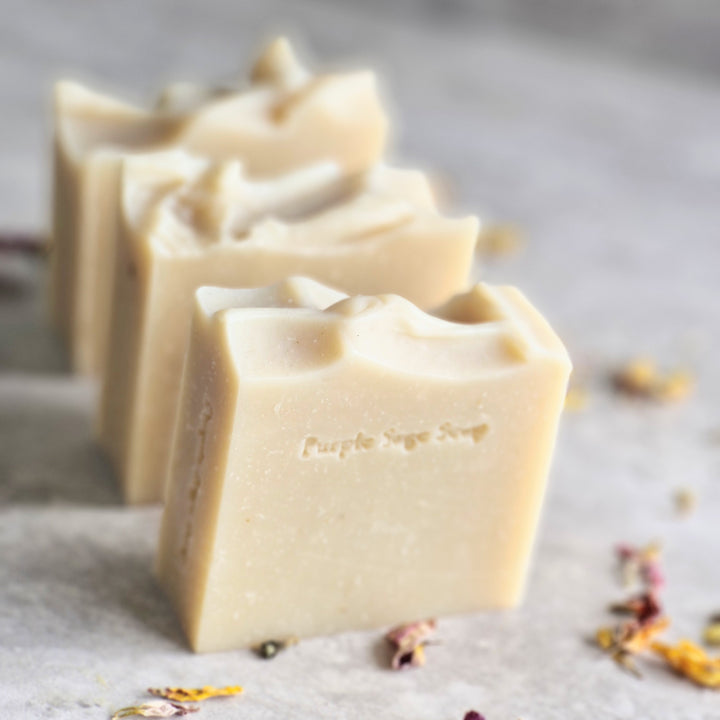 Fruit Soap Bar Collection made with real fruit and home grown botanicals by Purple Sage Soap Company. Made in Scotland